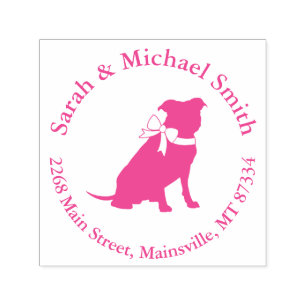 Pink Pit Bull Dog Babydusche Permastempel