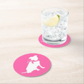 Pink Pit Bull Dog Babydusche Runder Pappuntersetzer (Vor Ort)