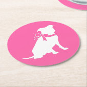Pink Pit Bull Dog Babydusche Runder Pappuntersetzer (Angewinkelt)
