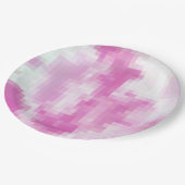 Pink-Pixel-Party-Platte Pappteller (Schrägansicht)