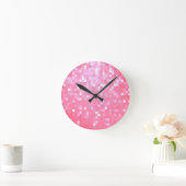 Pink Pixel Sparkle Runde Wanduhr (Zuhause)