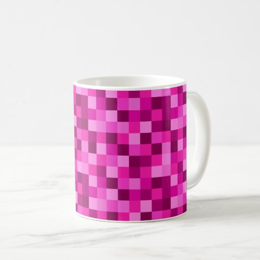 Pink Pixels Printed Coffee Mug Cup Kaffeetasse (VorderseiteRechts)