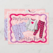 Pink PJ Personalisiert Geburtstagsschläfchen Einla Einladung (Vorne/Hinten)