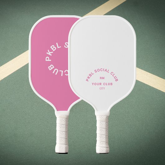 Pink PKBL Social Club Monogram Wappen Pickleball Schläger