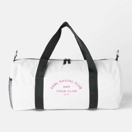 Pink PKBL Social Club Wappen Monogram Pickleball Duffle Bag (Rückseite)