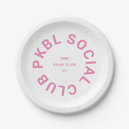 Pink PKBL Social Club Wappen Pickleball Pappteller