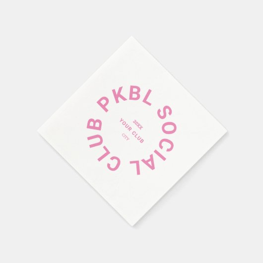 Pink PKBL Social Club Wappen Pickleball Serviette (Ecke)
