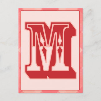 Pink Pläd Letter "M" Typography Banner Card Postkarte