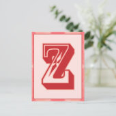 Pink Pläd Letter "Z" Typography Banner Card Postkarte (Stehend Vorderseite)