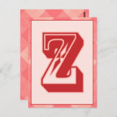 Pink Pläd Letter "Z" Typography Banner Card Postkarte (Vorne/Hinten)