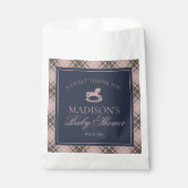 Pink Plaid Classic Rocking Horse Baby Shower Geschenktütchen (Vorderseite)