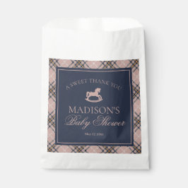 Pink Plaid Classic Rocking Horse Baby Shower Geschenktütchen