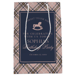 Pink Plaid Classic Rocking Horse Birthday Favor Mittlere Geschenktüte