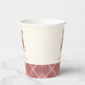 Pink Plaid Classic Teddy Bear Baby Shower Pappbecher (Rechts)