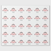 Pink Plaid Cute Airplane Girl Name Personalized Geschenkpapier (Flach)