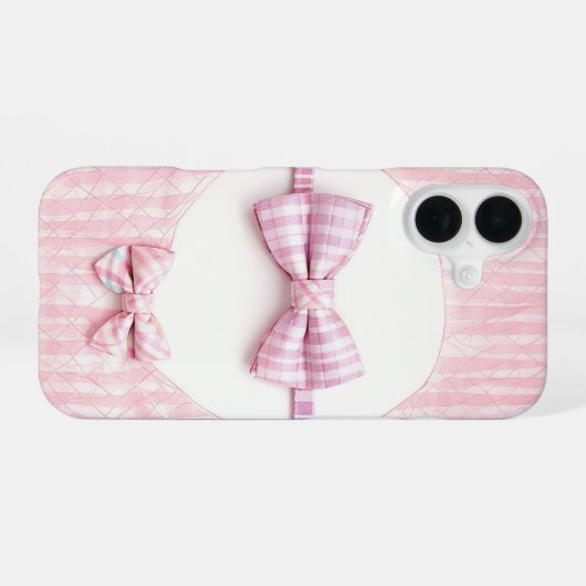 Pink Plaid - Cute Bow Tie Phone Case iPhone 16 Hülle (Rückseite (Horizontal))