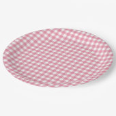 Pink Plaid Gingham Baby Shower Pappteller (Schrägansicht)