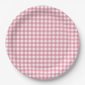 Pink Plaid Gingham Baby Shower Pappteller (Vorderseite)
