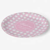Pink Plaid Paper Plates Elegant Wedding Party Pappteller (Schrägansicht)