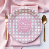Pink Plaid Paper Plates Elegant Wedding Party Pappteller