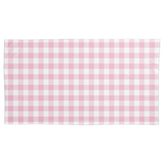 Pink Plaid Pattern Pair Of Pillowcases Kissenbezug (Vorderseite-Links)