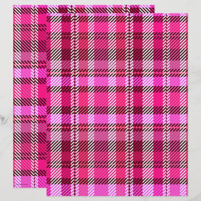 Pink Plaid Scrapbook Paper 2-Sided Page (Vorne/Hinten)