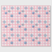 Pink Plaid Snowflake Geschenkpapier (Flach)
