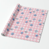 Pink Plaid Snowflake Geschenkpapier (Ungerollt)