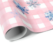 Pink Plaid Snowflake Geschenkpapier (Rolleneckpunkt)