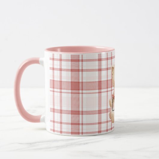Pink Plaid Stripes Cat Tasse (Links)
