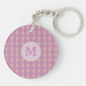 Pink Plaid Stripes Key Chain Capital Initial Schlüsselanhänger (Rückseite)