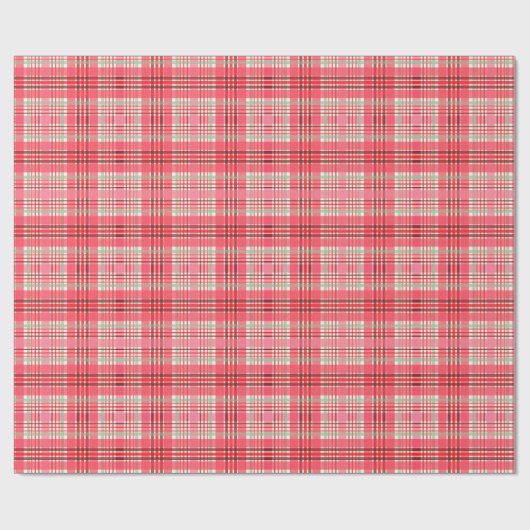 Pink Plaid Tartan Geschenkpapier (Flach)