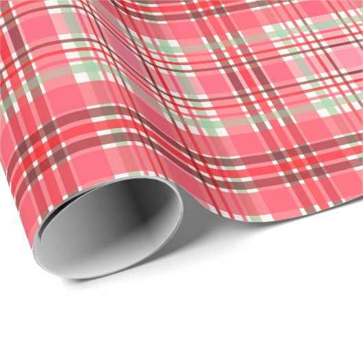 Pink Plaid Tartan Geschenkpapier (Rolleneckpunkt)