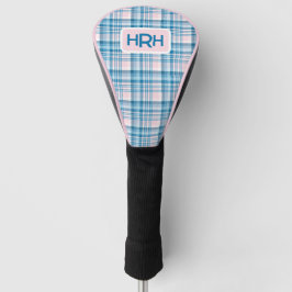 Pink Plaid with Modern Monogram Golf Headcover