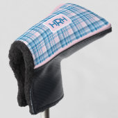 Pink Plaid with Modern Monogram Golf Headcover (3/4 Vorderseite)