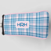 Pink Plaid with Modern Monogram Golf Headcover (Vorderseite)