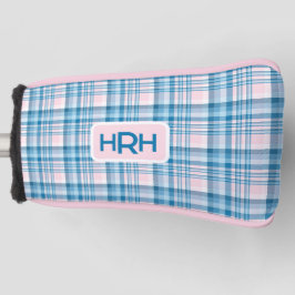 Pink Plaid with Modern Monogram Golf Headcover