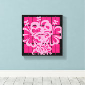 Pink Plaided Florah Design Leinwanddruck (Insitu (Holzboden))