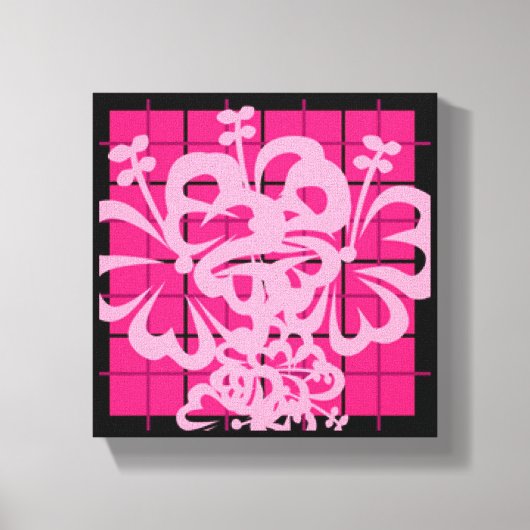 Pink Plaided Florah Design Leinwanddruck (Vorderseite)