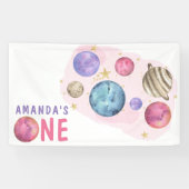 Pink Planets Space Geburtstagsparty Banner (Horizontal)