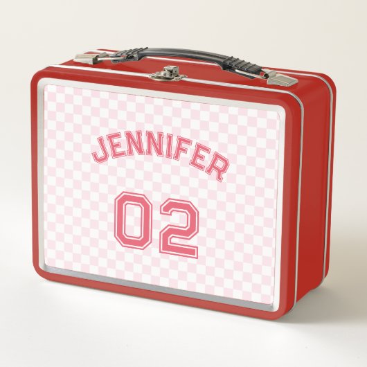 Pink Player Name Jersey Nummer Kinder Girls School Metall Brotdose (Vorderseite)