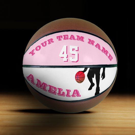 Pink Player Team Name Number Girl Basketball