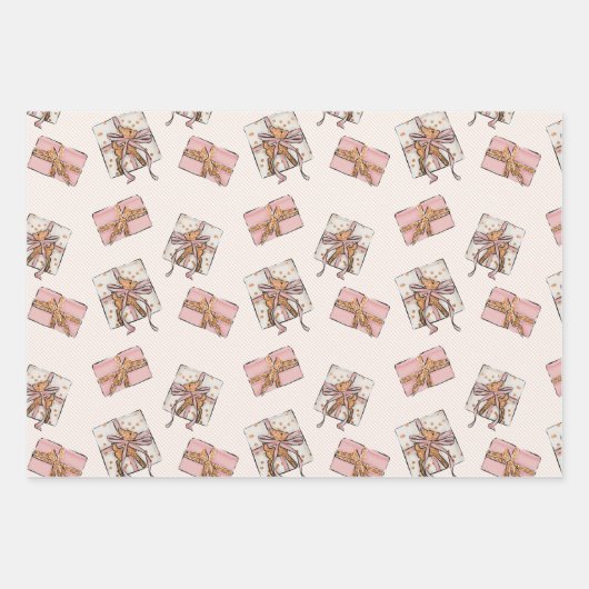 Pink Playful Girly Holiday Wrapping Paper Sheets Geschenkpapier Set (Vorderseite 3)