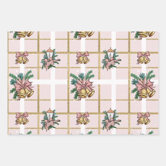 Pink Playful Girly Holiday Wrapping Paper Sheets Geschenkpapier Set (Vorderseite)