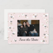 Pink Playful Hearts Save the Date Ankündigungspostkarte (Vorne/Hinten)