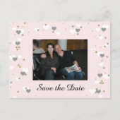 Pink Playful Hearts Save the Date Ankündigungspostkarte (Vorderseite)