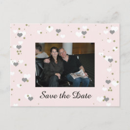 Pink Playful Hearts Save the Date Ankündigungspostkarte