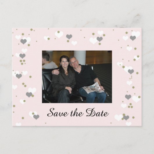 Pink Playful Hearts Save the Date Ankündigungspostkarte (Vorderseite)
