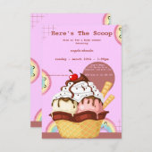 Pink Playful Ice Cream Baby Dusche Invatation RSVP Karte (Vorne/Hinten)