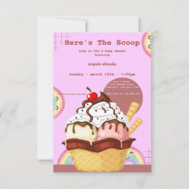 Pink Playful Ice Cream Baby Dusche Invatation RSVP Karte